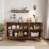 58" Modern Farmhouse Sideboard Buffet Cabinet with Fluted Doors & Adjustable Shelves - 3 of 4