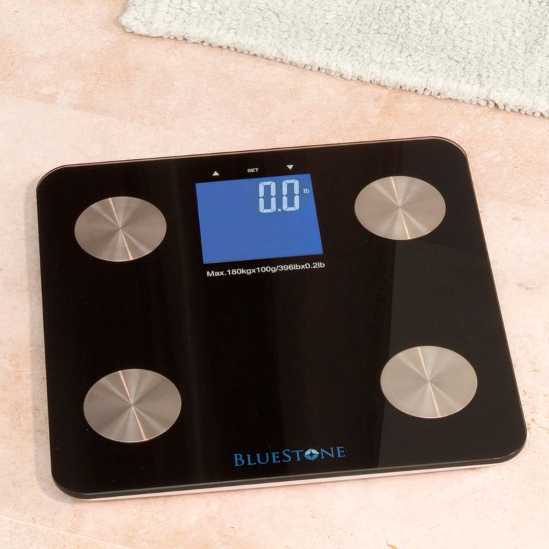Digital Scale for Body Weight - Cordless Battery-Operated Bathroom Accessory with Large LCD Display to Track Health and Fitness by Bluestone (Black), 2 of 6