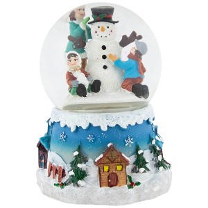 Northlight Children Building Snowman Musical Christmas Snow Globe - 5.75" - 1 of 4