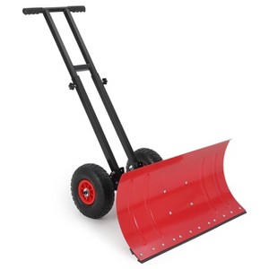 Heavy-Duty Rolling Snow Shovel, 29" Blade, 3-Size Metal Blade & Adjustable Handle, with Wheels for Driveway and Sidewalk - 1 of 4