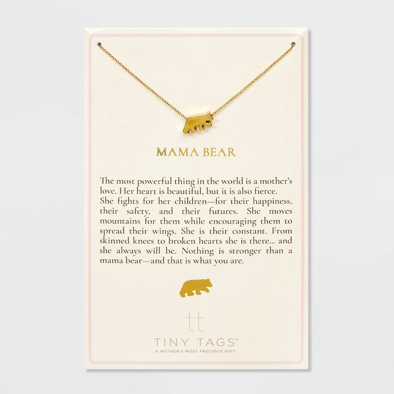 Tiny Tags 14K Gold Ion Plated Mama Bear Chain Necklace - Gold, 1 of 13