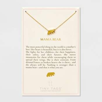 Tiny Tags 14K Gold Ion Plated Mama Bear Chain Necklace - Gold