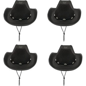 Black Cowboy Hat for Women and Men - 4pcs per pack, Stylish Western Cowboy Hat, Cowgirl Hats, Rodeo Outfit, Felt Cowboy Hat - 1 of 4