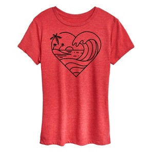Women's - Instant Message - Heart Ocean Line Art Short Sleeve Graphic T-Shirt - 1 of 4