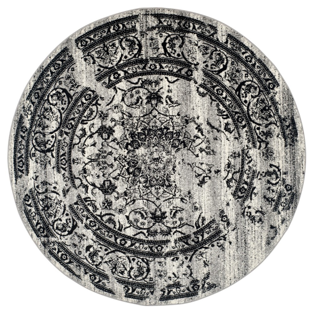 Addaneye Area Rug - Silver/Black (8' Round) - Safavieh