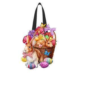 Briarwood Lane Easter Door Hanger 16x16 Bunnies and Basket Wood For Easter Door Hanger - 1 of 2
