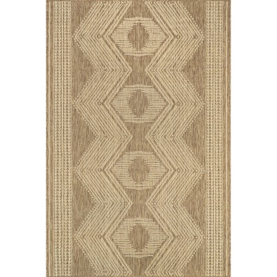 Ranya Modern Tribal 4' x 6' Light Brown Synthetic Area Rug