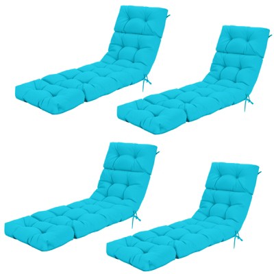 Tangkula 4PCS Chaise Lounge Cushions Outdoor 73" x 22" Patio Recliner Cushion with 4 String Ties 4” Thick Padded Lounge Chair Cushion Replacement