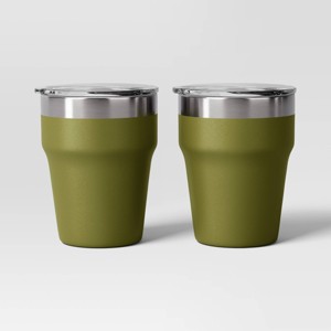 12oz 2pk Stacking Short Tumbler with Lid - Room Essentials™ - 1 of 3