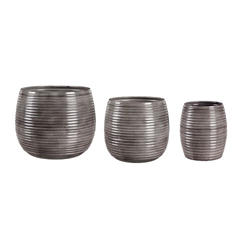 Evergreen Metal Ribbed Planter, Set of 3 - image 1 of 4