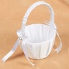 Juvale White Flower Girl Basket for Weddings - Flower Pedal Basket in Satin Bowknot and Pearl Design (8 x 5.2 x 6 In) - 3 of 4