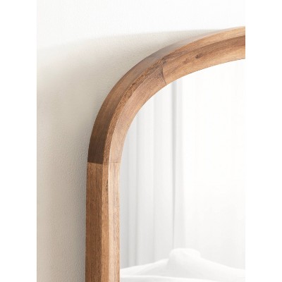 Rustic Brown Arched Wooden Bathroom Vanity Mirror, 24x36