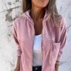 Clearlove Women's Corduroy Hooded Jacket with Utility Pockets Timeless Textured Layer for Transitional Seasons - 2 of 4