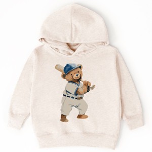The Juniper Shop Watercolor Baseball Bear Toddler Hoodie - 1 of 4
