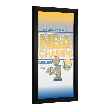 Golden State Warriors NBA Champs Black Framed Bar Mirror
