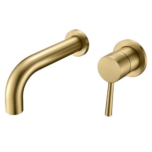 Sumerain Wall Mount Bathtub Faucet Tub Filler with  Brass Rough-in Valve, Brushed Gold Single Handle - 1 of 4