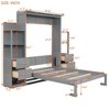 NicBex Full Size Murphy Bed Wooden Bed Frame Morden Hideaway Wall Bed with 2 Side Storage Shelf and 4 Drawers for Apartment - 2 of 4