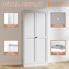 GlasFlength Kitchen Storage Accent Kitchen Cabinet Storage Cabinet Morden Sideboard Cabinet 2 Doors for Dining Room, White, 27.6"*13.8"*61" - 3 of 4