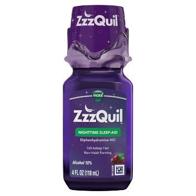 Vicks ZzzQuil Nighttime Sleep Aid Liquid, Warming Berry Flavor, Fall Asleep Fast and Wake Refreshed, 4 fl oz