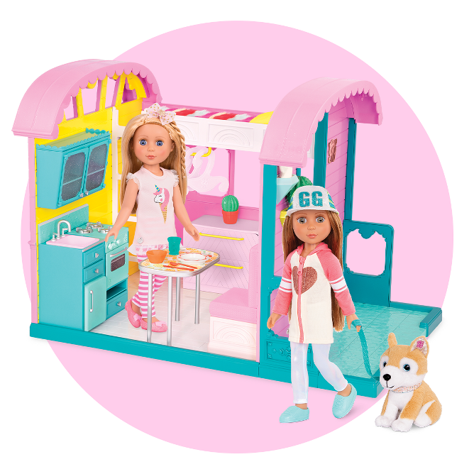 Glitter Girls Caravan Home Dollhouse & Furniture Playset For 14 Dolls :  Target