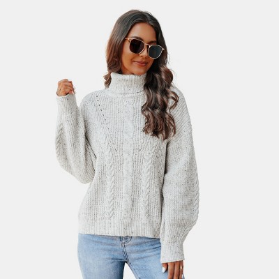 Cable Knit Sweater Womens Polo Necks Fall Sweaters For Women