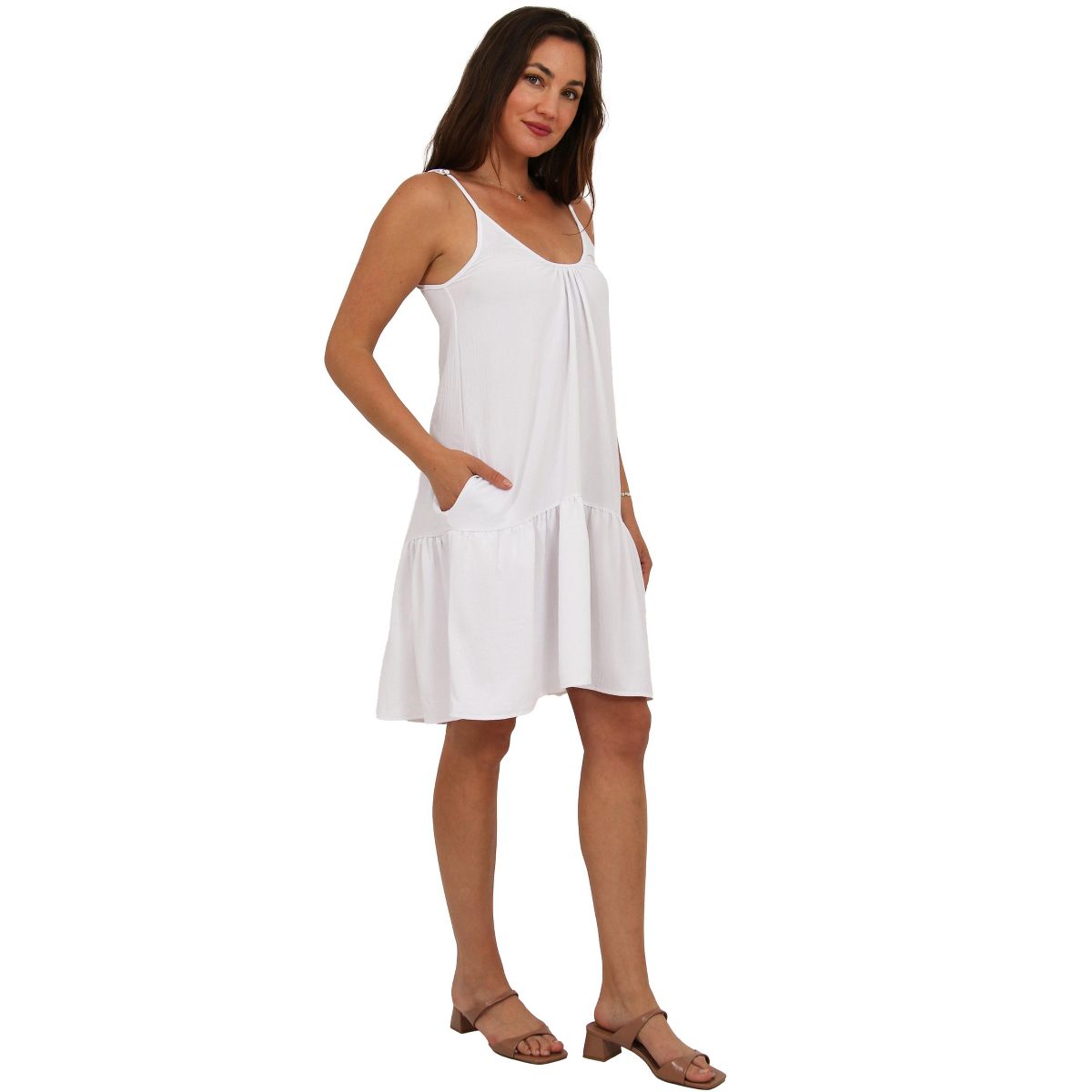 Womens Essential Scoop Neck Spaghetti Strap Pocket A Line Mini Dress - 24seven Comfort Apparel™ - thumbnail 7