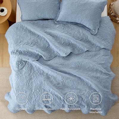 Комплект постельного белья Bedsure Queen из 3 предметов, стёганый, Mineral Blue — фото 5