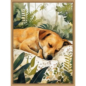 Amanti Art Dogs Life Pillow Time by Justyna Jaszke Framed Canvas Wall Art - 1 of 4