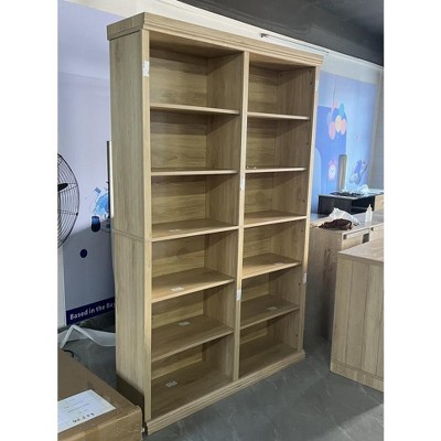 6 Tier Bookcase with 12 Cubbies, Farmhouse Wide Bookcase Wooden Book Shelf for Living Room Apartment Office