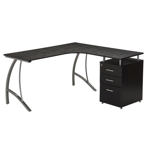 Modern L Shaped Computer Desk With File Cabinet And Storage Espresso Brown Techni Mobili Target