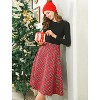 INSPIRE CHIC Women's Tartan Plaid High Waist Belted Vintage A-Line Midi Skirt - 3 of 4