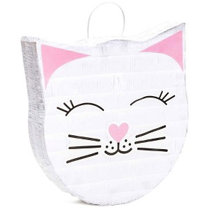 Blue Panda Cat Pinata for Baby Shower Decorations, Kids Birthday Party, Kitten Party Decorations, 14 x 12.8 In - 1 of 4