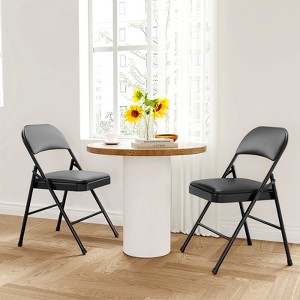 2 Pack/4-Pack Padded Folding Chairs, Soft Cushion, Stackable, Black/Beige/Gray - 1 of 4