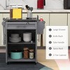 SKRAN Kitchen Island on Wheels, Rolling Kitchen Cart with Stainless Steel Countertop, Drawer, Towel Rack and Spice Rack, Utility Storage Trolley, Gray - 2 of 4