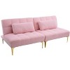 CAVINAS Couches for Living Room Convertible Sofa Bed Futon Teddy Comfy Upholstered Sofa with Gold Metal Legs - 3 of 4