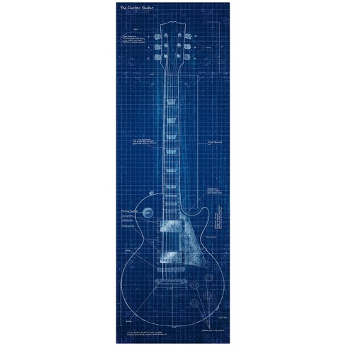 Blueprint Guitar In Blue Wall Art : Target