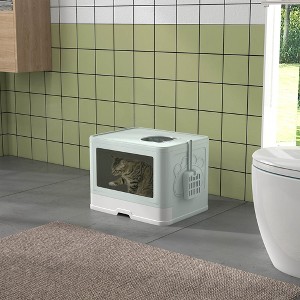 LOVMOR Odor Control Front Entry Cat Litter Box with Scoop - 1 of 4