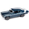 1970 Chevrolet Nova Yenko Deuce Fathom Blue Metallic with White Stripes 1/64 Diecast Model Car by Johnny Lightning - 2 of 4