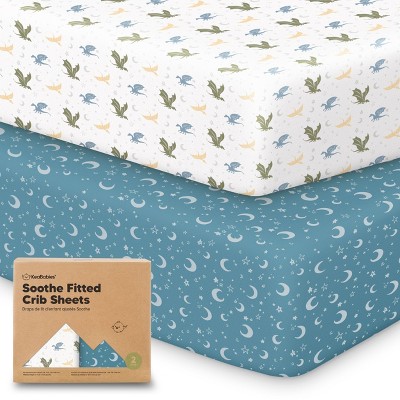 KeaBabies 2pk Soothe Fitted Crib Sheets Neutral, Organic Baby Crib Sheets, Fits Standard Nursery Baby Mattress