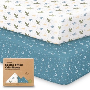 KeaBabies 2pk Soothe Fitted Crib Sheets Neutral, Organic Baby Crib Sheets, Fits Standard Nursery Baby Mattress - 1 of 4