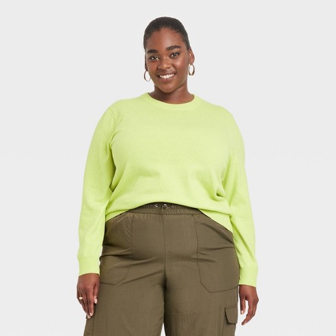 Women's Fine Gauge Crewneck Sweater - A New Day™ Light Green 4x : Target