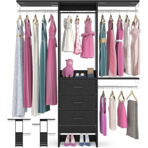 Aheaplus Closet Organizer with Adjustable Shelves, Closet System with Clothes Garment Rack and Fabric Drawer - 1 of 4