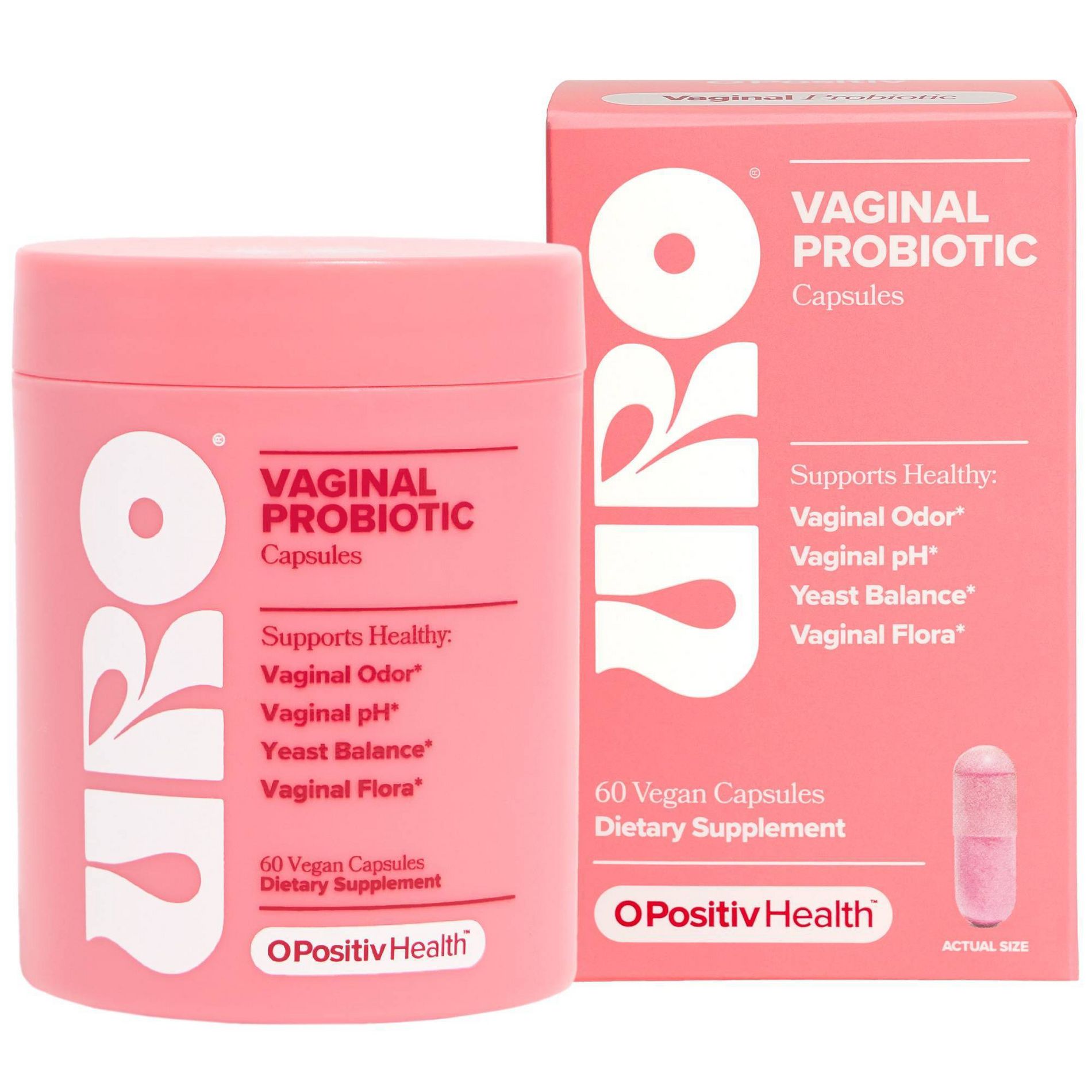 O Positiv URO Vaginal Probiotic for Women - Vaginal Odor, pH Balance & Yeast Support - Vegan Women's Probiotic Capsules - 60ct