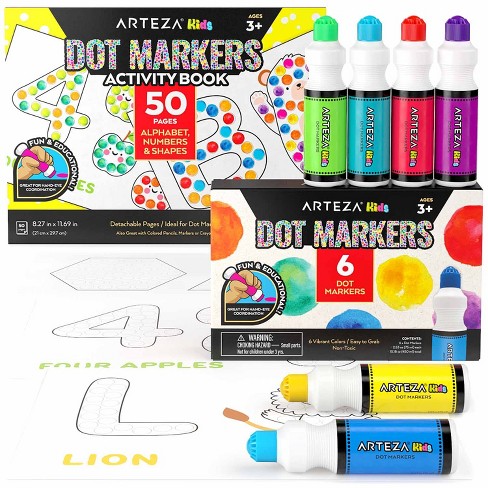 Arteza Kids Dot Markers 75ml, Alphabet/numbers/shapes Book, 7 Pieces :  Target