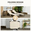 TIRAMISUBEST Folding Chaise Lounge Chair with Canopy Shade, Adjustable Reclining Outdoor Pool Chair, Steel Frame & Side Pocket, Tan - 2 of 4