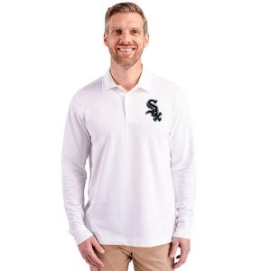 Chicago White Sox Cutter & Buck Advantage Eco Tri-Blend Pique Mens Big and Tall Long Sleeve Polo - White - 2X Large Tall - 1 of 1