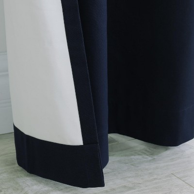 Navy Cotton Room-Darkening Tab Top Curtain Panels, 84" x 80"