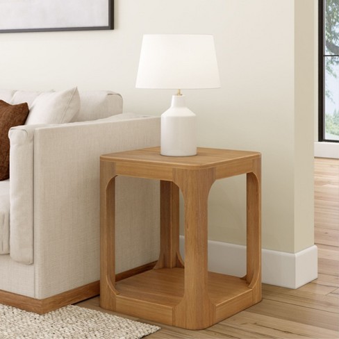 Plank+beam Square Side Table With Shelf, Side Table For Living Room ...