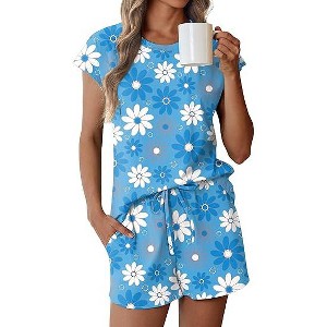 Ekouaer Cotton Pajamas for Women Set 2 Piece Cap Sleeve Pjs Shorts Set ...