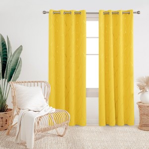 Deconovo Gold Line 52 Width Curtain Panel Pair (2 Panel) - 1 of 4